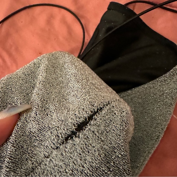 H&M Divided silver glitter v cut thin strap bodycon dress - Picture 7 of 7